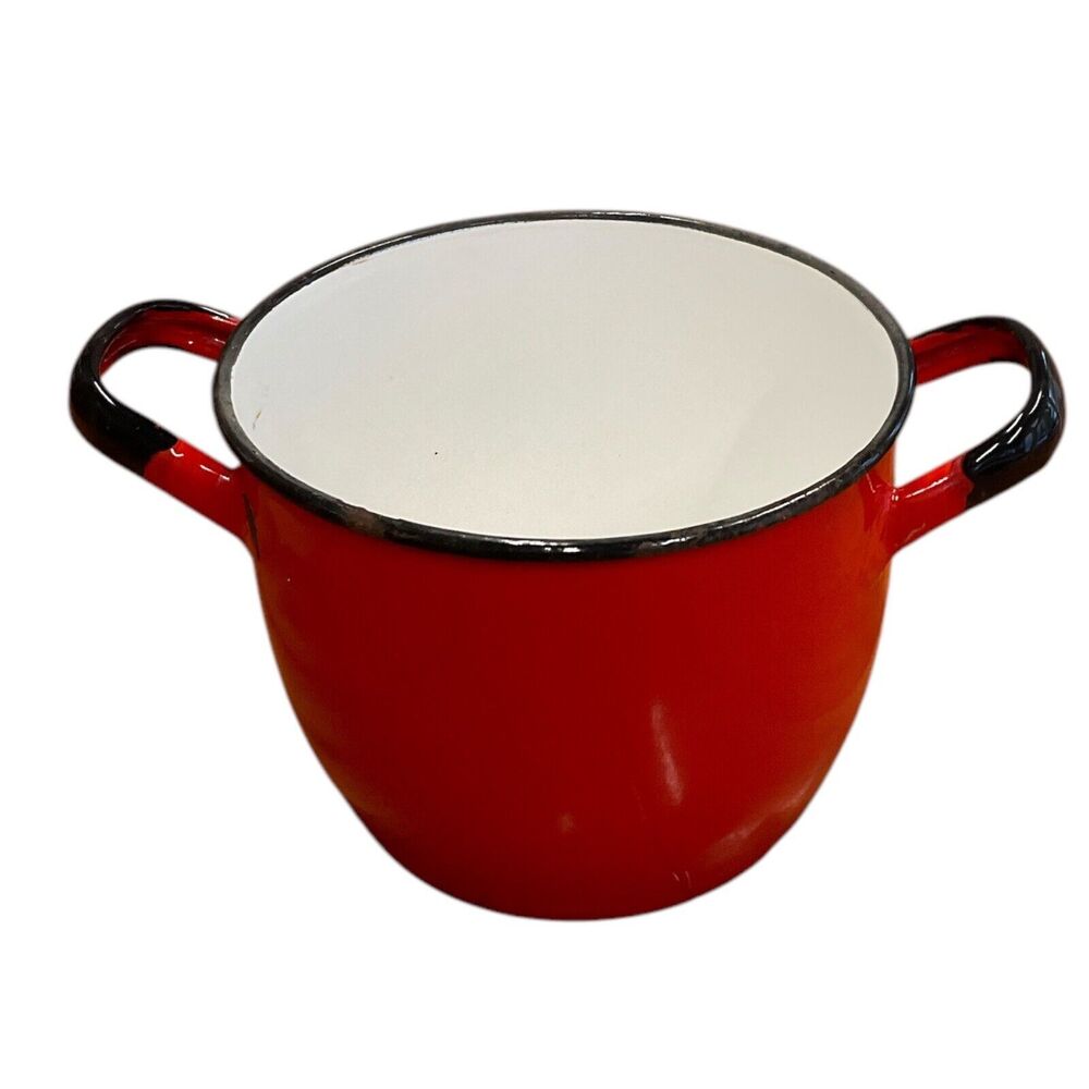 Vintage Huta Silesia Red Enamel Stockpot Made in Poland Size 14‎